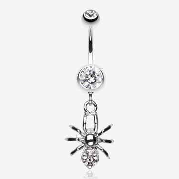 Spider Sparkle Belly Ring-Clear Gem